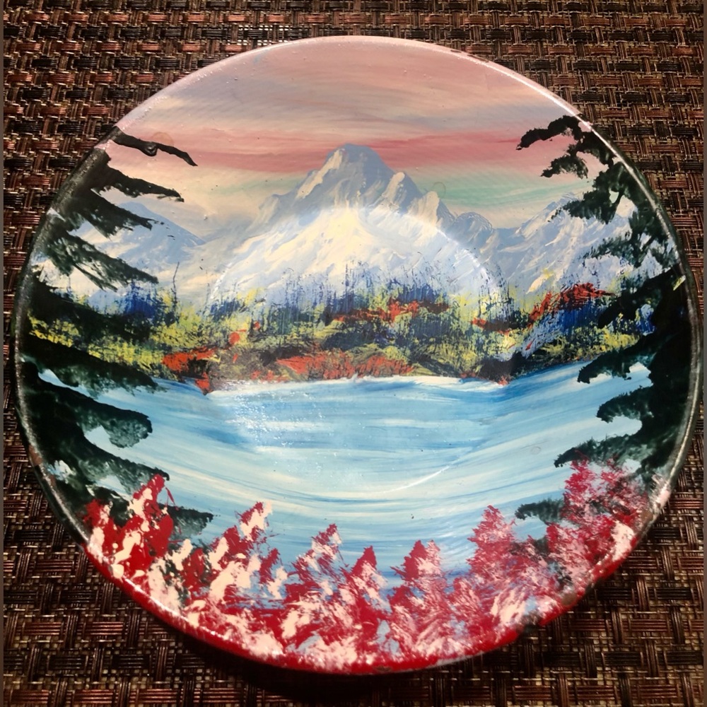 Original Alaskan Oils Vintage Hand-Painted Metal Bowl